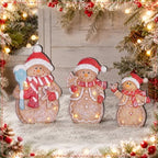 Suzile 3 Pcs Christmas Gingerbread Snowman Decoration Wooden Winter Decor - Image 6