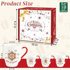 Christmas Coffee Mug Set of 4, 12 oz Gingerbread Man Coffee Mug with Handle, Hot Cocoa Ceramic Mugs with Gift Box for Mom Woman Family Friends Colleagues - Image 3