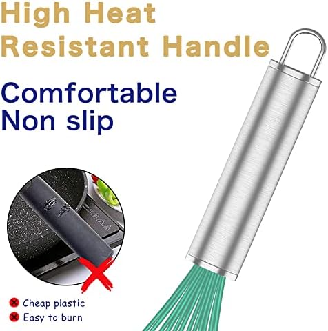 Teal Silicone Whisk Set of 3, 8/10/12 Inch, Non-Scratch, Aqua - Image 5