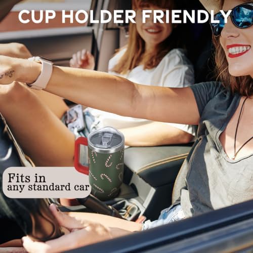 Christmas Tumbler with Handle and Straw Lid 40 oz,Cute Gifts for Women Merry Xmas Candy Cane Winter Holiday Festival Vacuum Insulated Leak Proof Stainless Steel Coffee Cup Mug - Image 6