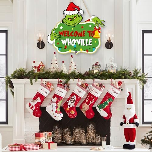 Christmas Decorations Hanging Signs Christmas Door Sign Welcome to Whoville Sign for Holiday Xmas Door Decor - Image 5