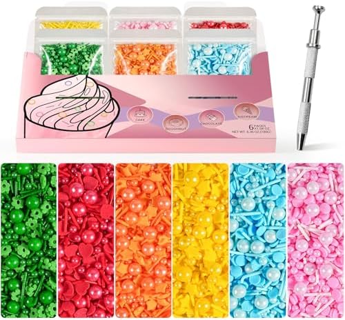 Rainbow Sprinkles Variety Pack, Colorful Cake Decorating Sprinkles, 180g by Unknown