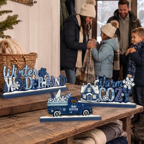 3Pcs Christmas Table Decorations, Blue Christmas Decor Indoor - Image 6
