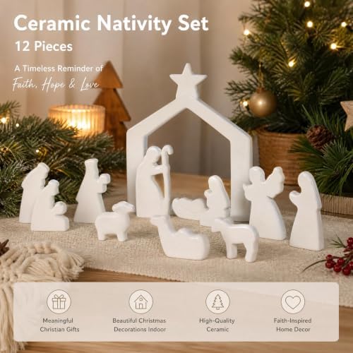 Ceramic 12Pcs Nativity Scene Set Figurine - Image 3