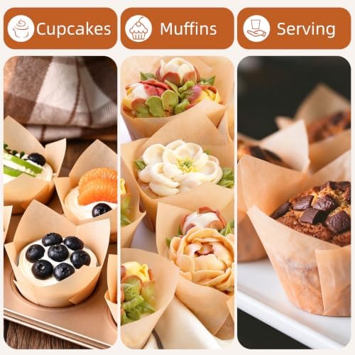120pcs Jumbo Natural Tulip Cupcake Liners, Greaseproof Muffin Liners - Image 3