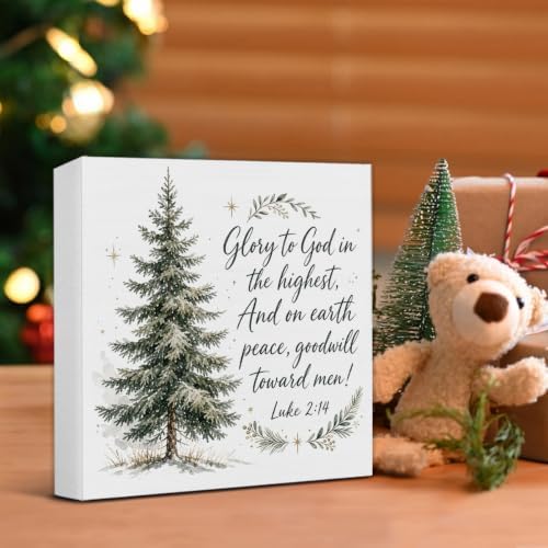 Christian Christmas Decor, Christmas Tree Bible Verse Wooden Sign - Image 5