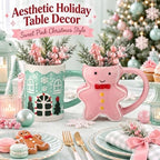 2 Pcs Christmas Ceramic Mugs, 3D Gingerbread Man and House, 12 oz - Image 5