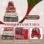 Moucuny 4 Pcs Christmas Truck Table Decor Wooden Farmhouse Block Signs - Image 3