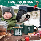 Jinei 6 Pcs Christmas Coffee Mug Ceramic Cups, Dark Green - Image 6