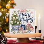 Christmas Mahjong Decor, Chinoiserie Christmas Tree Wooden Sign Decorations - Image 3