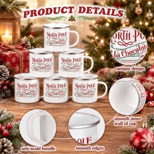 Yaomiao 50 Pcs North Pole Christmas Coffee Mugs, Stainless Steel, Enamel - Image 3