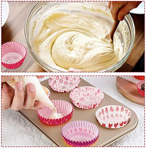 SANNIX 450pcs Valentine's Day Cupcake Liners Heart Baking Cups Cupcake Wrappers Paper Wraps Muffin Liners for Valentine's Day Wedding Birthday Party Candy Cake Decorations Supplies (9 Designs) - Image 4