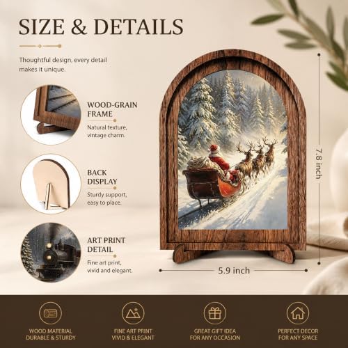 Santa Sleigh Forest Arched Table Sign, Rustic Christmas Decor - Image 2