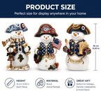 Suzile 3 Pcs 250th Anniversary 1776 Wooden Snowman Decor for Veterans Day - Image 3