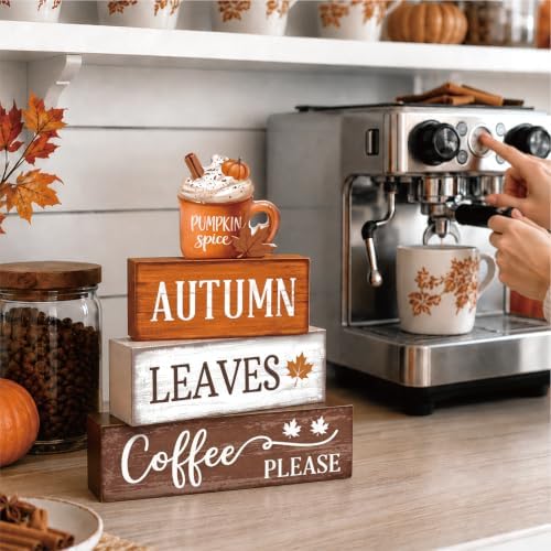 4 Pcs Fall Tiered Tray Decor, Wooden Fall Decorations for Home - Image 5