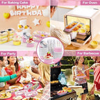 30Pcs Mini Cake Pans with Lids Aluminum Foil, ZOXILEN 5oz Disposable Mini Loaf pans with Lids and Spoons, Small Baking Cups Pie Tins Muffin Pan Cheesecake Containers for Party Pink Round - Image 6