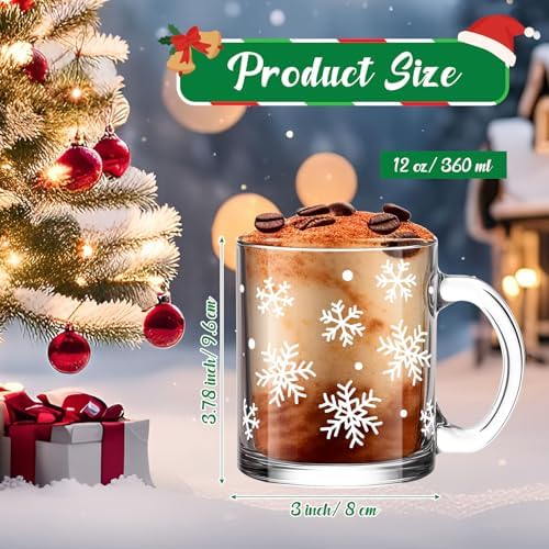 Maxcheck 6 Pack 12 oz Christmas Snowflake Coffee Mugs Glass Cups - Image 3