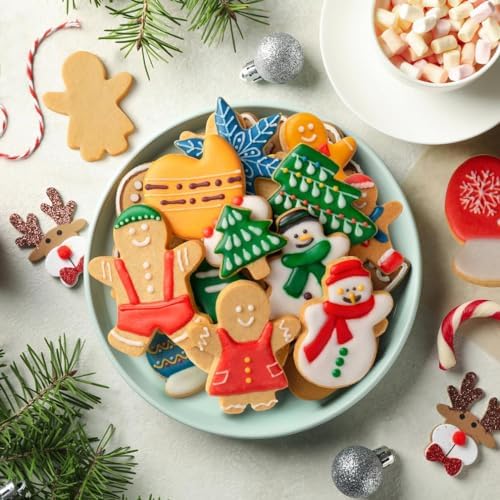 BYkooc Christmas Cookie Cutter Set,18 Piece Stainless Steel Winter Christmas Cookie Cutters Shapes for Baking - Christmas Tree,Snowflake,Snowman,Gingerbread Man,Gingerbread Girl,Mitten, Silver - Image 5