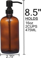 2 Pack 16 Ounce Boston Round Glass Bottles Soap Dispenser - Image 4