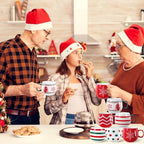 Jinei 6 Pcs Christmas Mug Set Christmas Ball Coffee Mug, White,Red, Classic - Image 6