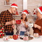 Jinei 6 Pcs Christmas Mug Set Christmas Ball Coffee Mug, Gold,Red, Retro - Image 5