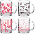 Bokon 4 Pcs Valentine Coffee Mugs with Handle, 12 oz, Heart Flower by Bokon