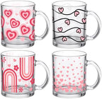 Bokon 4 Pcs Valentine Coffee Mugs with Handle, 12 oz, Heart Flower by Bokon