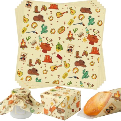 Marspark 100 Sheet Western Cowboy Wax Paper for Food Wrapping 12 x 12 Inch by Marspark