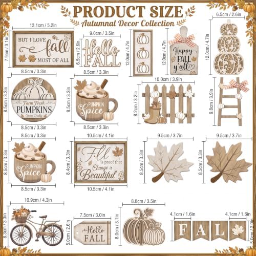Shellwei 20 Pcs Thanksgiving Tiered Tray Decor Set, Neutral Autumn Sign - Image 2