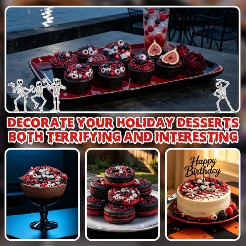 Halloween Edible Sprinkles,Silver Tombstone Bloody Eyeball Mix Red Black - Image 5