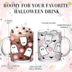 LemonRoad 4 Pack Halloween Glass Coffee Mugs 12 oz Ghost Cups with Handles - Image 5