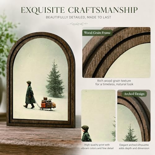 Winter Child Arched Decor, Christmas Sled Table Sign, 5.9x7.9 - Image 4