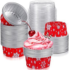Umigy 100 Pcs Christmas Aluminum Foil Baking Cups with Lids,Snowflake by Umigy