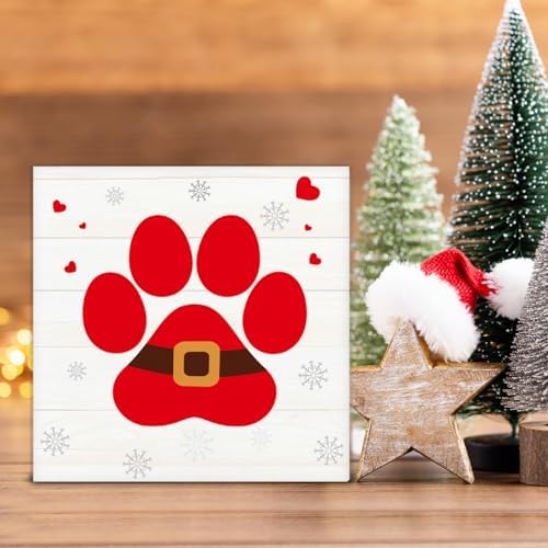 Farmhouse Christmas Decor, Christmas Decorations Indoor, Red Dog Paws - Image 4