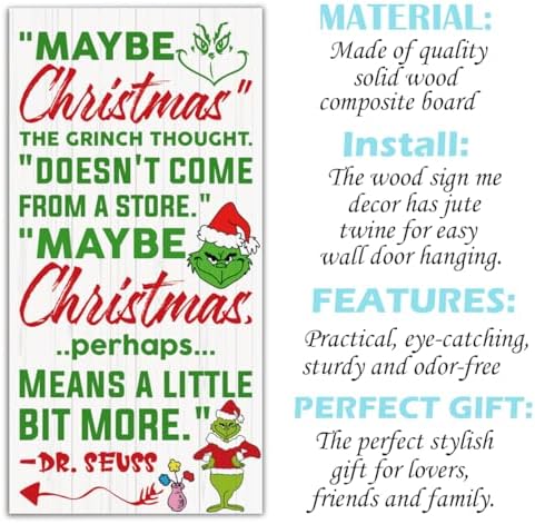 Christmas Decor Sign, Christmas Hanging Wooden Signs, Winter Decorative Wall Signs, Rustic Winter Wood Door Sign, Farmhouse Outdoor Wood Xmas Decor, Xmas Wall Art 6x12 Inches - Image 2