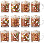 Vesici 12 Set Christmas Glass Mugs 12oz Classic with Handle by Vesici