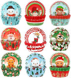 SANNIX 450pcs Christmas Cupcake Liners, 9 Patterns, Santa Snowman Christmas by SANNIX