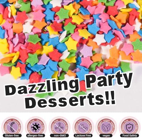 Rainbow Star Sprinkles, Round Confetti Sprinkles for Cake Decorating, 180g - Image 4