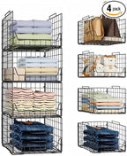 Jakyitvi Stackable Closet Organizers and Storage Bins 4 Pack, Sturdy Metal by Jakyitvi
