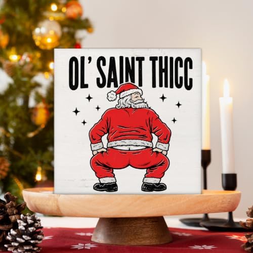Funny Christmas Bathroom Decorations, Humor Santa Claus Wooden Sign Decor - Image 3