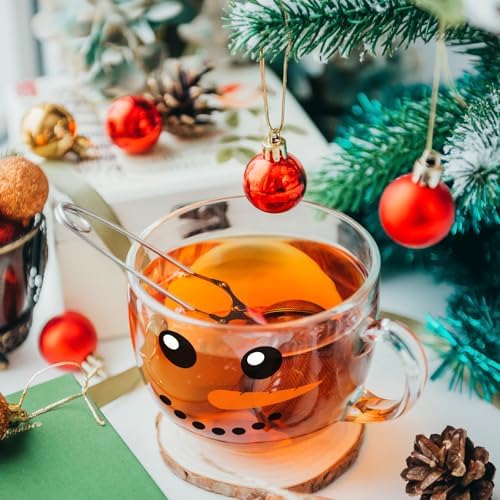 Sliner 6 Pcs Christmas Glass Coffee Mugs with Handle, 16 oz Clear Irish Coffee Mugs Footed Irish Glasses Christmas Winter Holiday Cups for Beverages Latte Hot Chocolate(Snowman) - Image 6