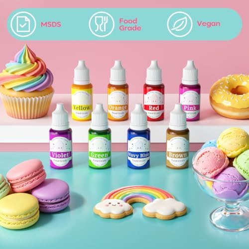 Food Coloring Set - 8 Colors Liquid Edible Dye for Baking Cake Cookie 10ml - Image 6