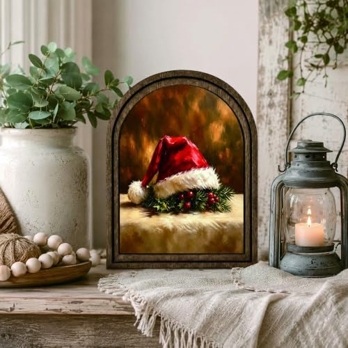 Santa Hat Arched Table Sign, Rustic Christmas Farmhouse Decor - Image 6