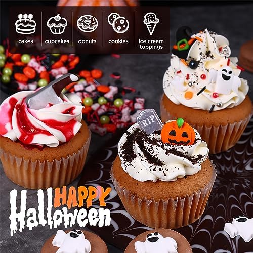 Edible Halloween Cake Decorations, Pumpkin Cupcake Toppers, Ghost Cake Decorations, Edible Knives Cupcake Toppers, Witch Hats for Cake Decorating, Cookies, Cupcakes, Macaron, and Ice Cream - Image 5