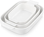 MALACASA Casserole Dishes for Oven, Ceramic Baking Dishes Set of 3, Rectangular by MALACASA