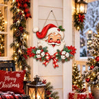 Christmas Decorations Vintage Santa Hanging Wood Sign for Front Door Decor - Image 4