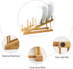 6 Pack Dish Rack Bamboo Drying Rack Wooden Plate Dish Rack Cabinet Organizer - Image 7