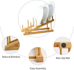2 PCS Wooden Dish Rack Bamboo Drying Rack Stand Pot Lid Holder Kitchen Cabinet - Image 7