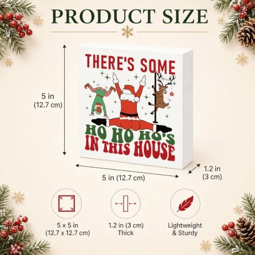 There's Some Ho Ho Ho's in This House Sign, Funny Christmas Wood Box Decor - Image 3
