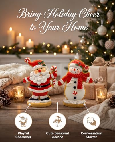 Christmas Decoration Indoor Duo Cookie Santa and Snowman Figurines 5.1'' - Image 7